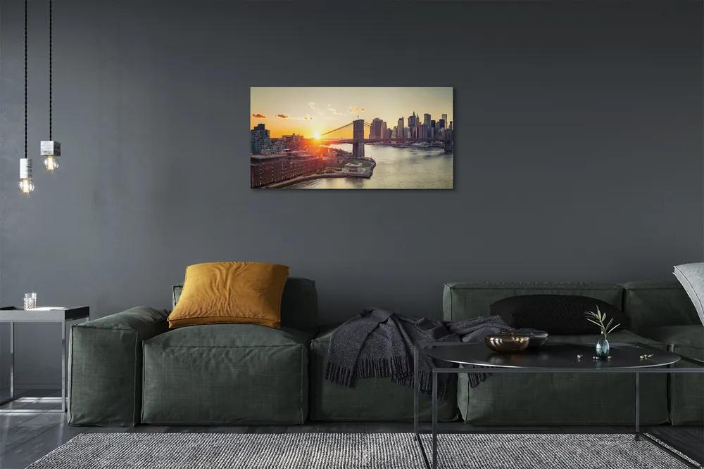Obraz na plátne Bridge river svitania 125x50 cm