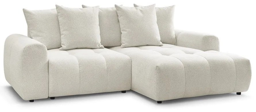 Biela ženilková rozkladacia/s úložným priestorom rohová pohovka (pravý roh/s leňoškou) Roxelane – Bobochic Paris