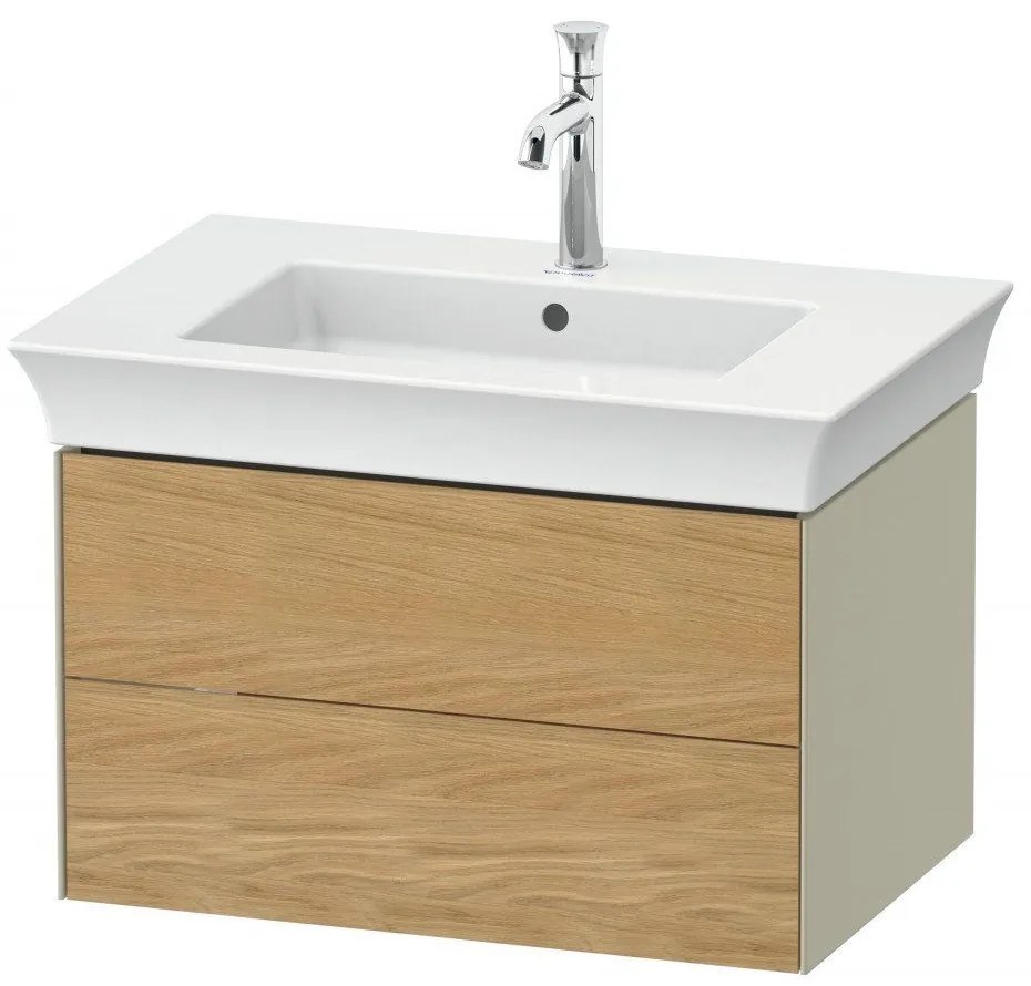 DURAVIT White Tulip závesná skrinka pod umývadlo, 2 zásuvky, 684 x 458 x 410 mm, dub prírodný masív/taupe vysoký lesk, WT43410H5H3