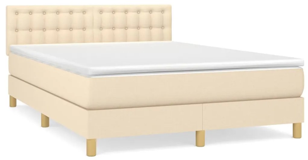 Posteľný rám boxspring s matracom krémový 140x200 cm látka