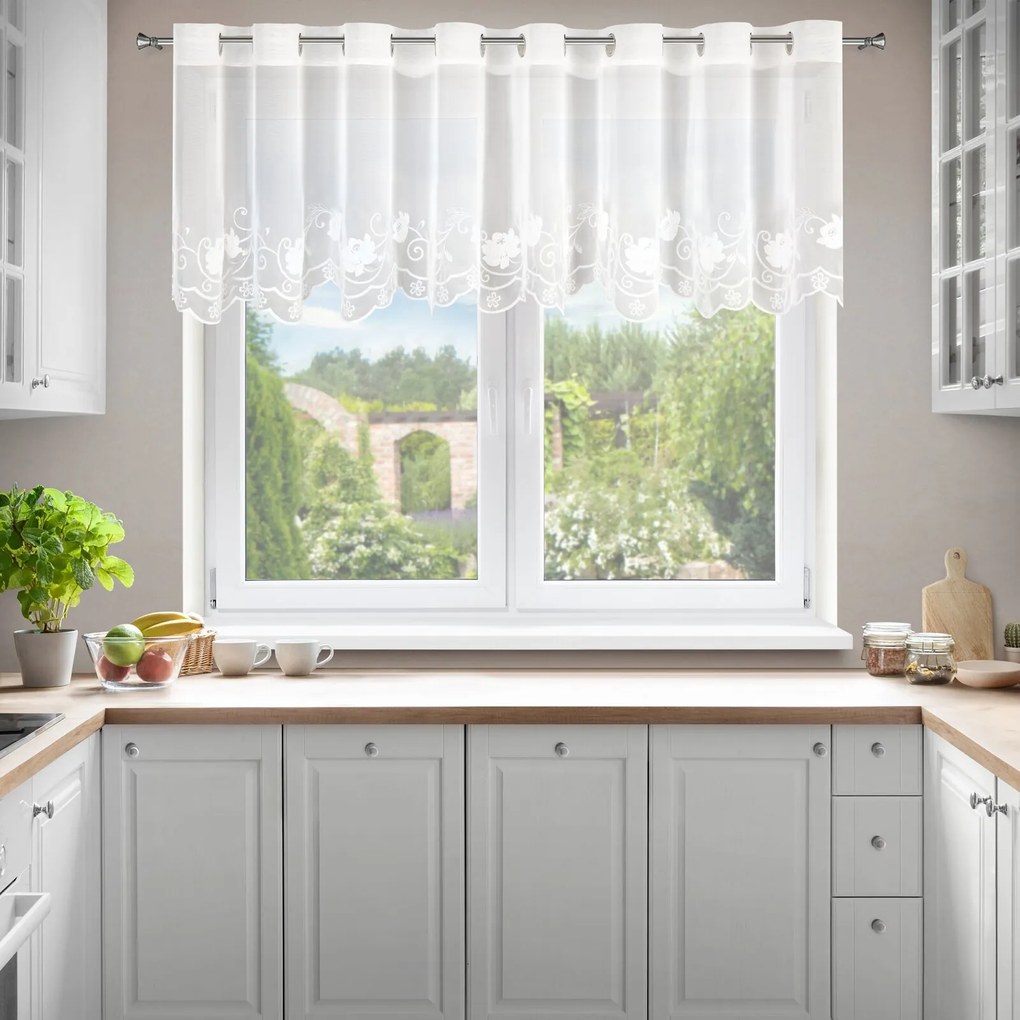 ZÁCLONA NA KRÚŽKOCH LETI 350X70 CM KVETY