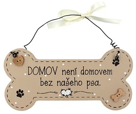 Nekupto Dřevěná cedule kostička Domov bez psa