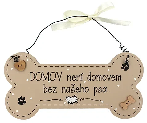 Nekupto Dřevěná cedule kostička Domov bez psa