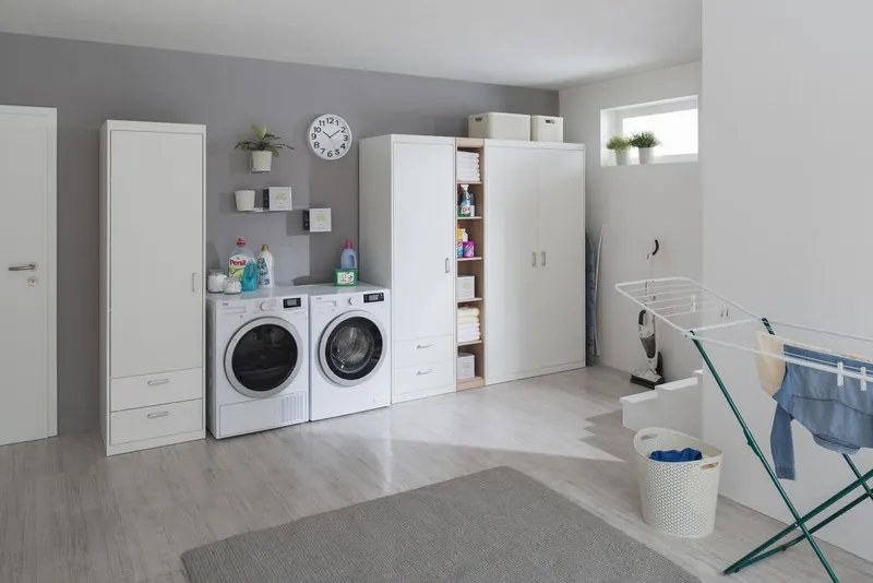 Úzka skriňa so zásuvkami Mega 14, biela