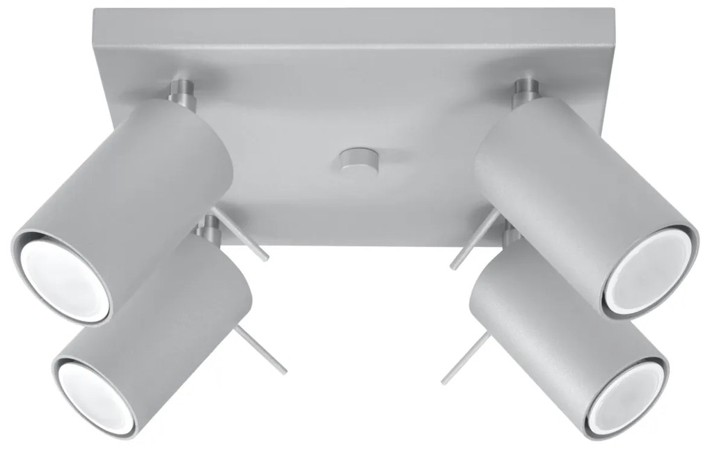 Stropné svietidlo Ring, 4x sivé kovové tienidlo, (možnosť polohovania)