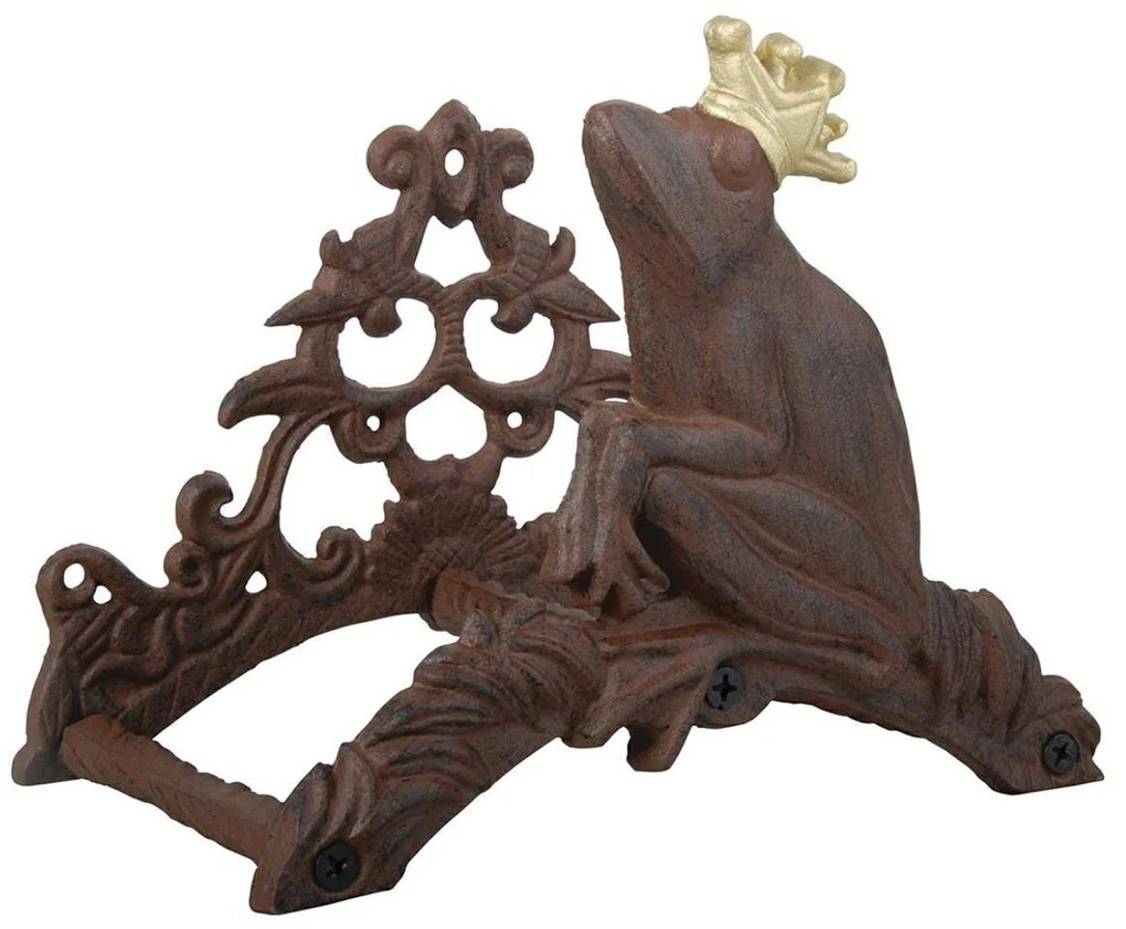Liatinový nástenný držiak na záhradnú hadicu Frog, 25,5x20 cm, hnedá