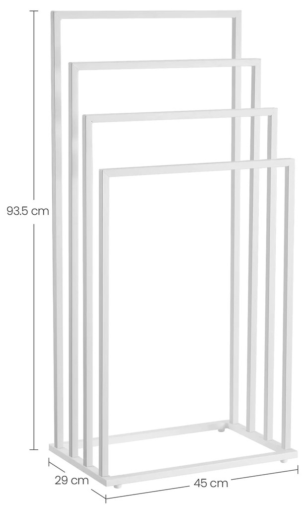 Stojan na uteráky LINESTRO kovový so 4 ramenami 93x45cm, biely