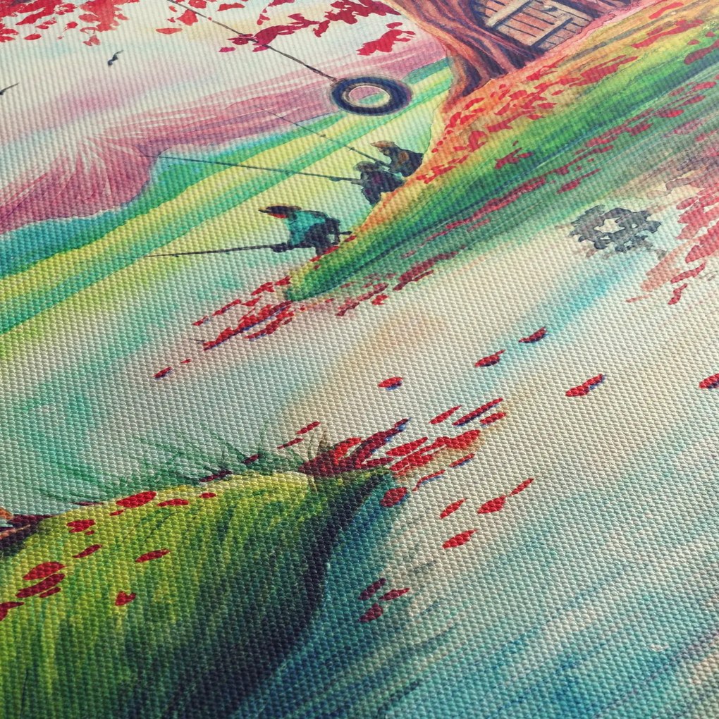 Obraz - Aquarel, Zátoka v horskej dedinke (120x50 cm)