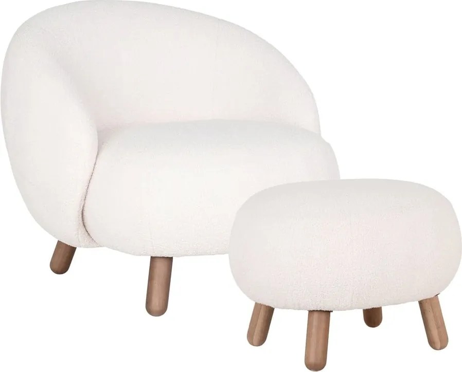 Krémovobiele kreslo s podnožkou Savona – House Nordic