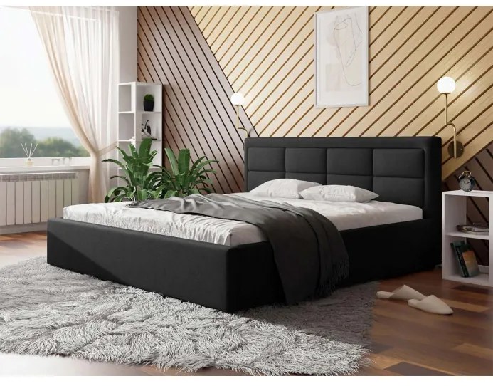 Manželská posteľ s úložným priestorom a roštom 180x200 PALIGEN 2 - čierna