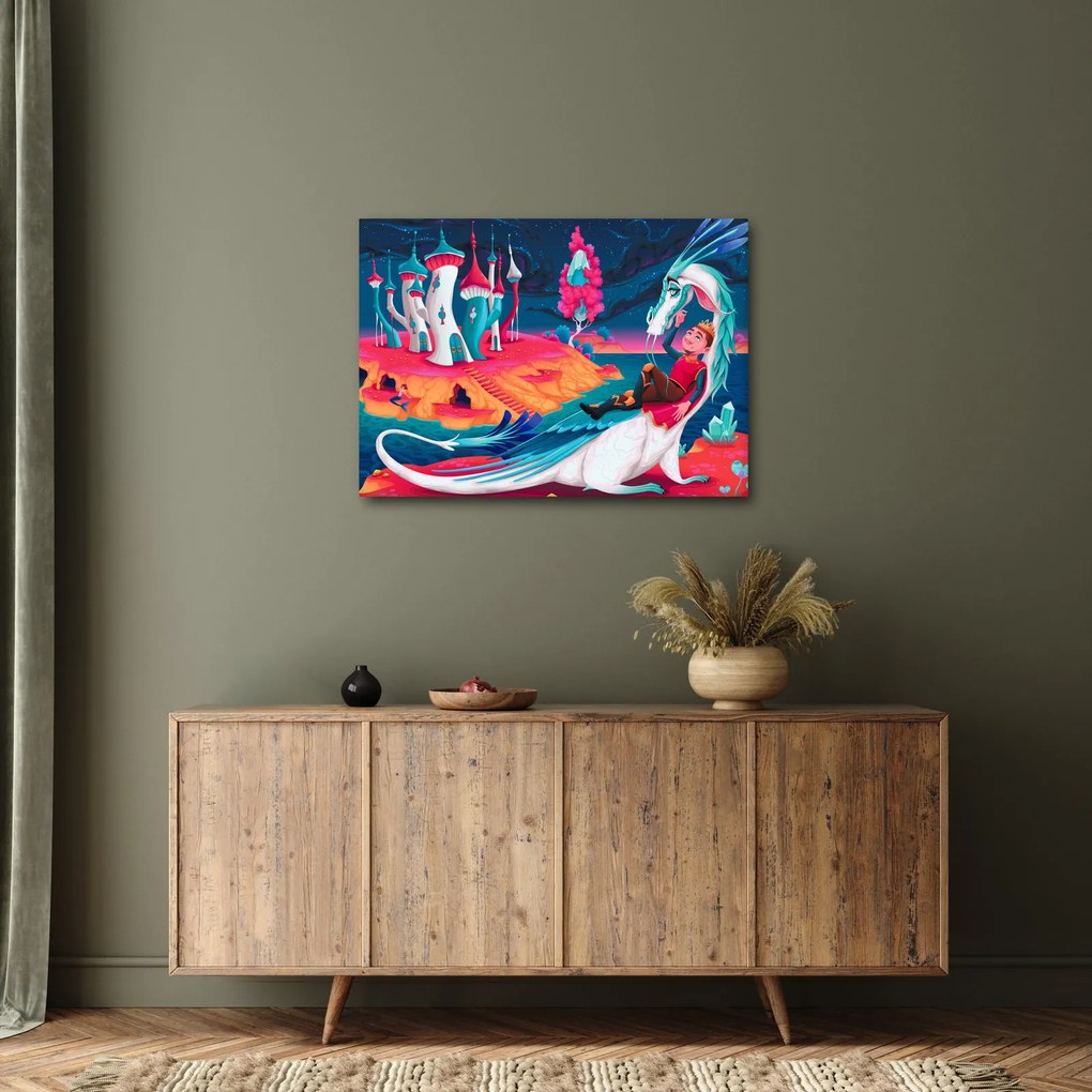 Obraz - Princ a dračia princezná (70x50 cm)