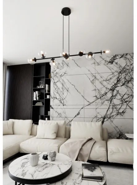 Luster na lanku ROSSI 8xE14/10W/230V čierna/číra