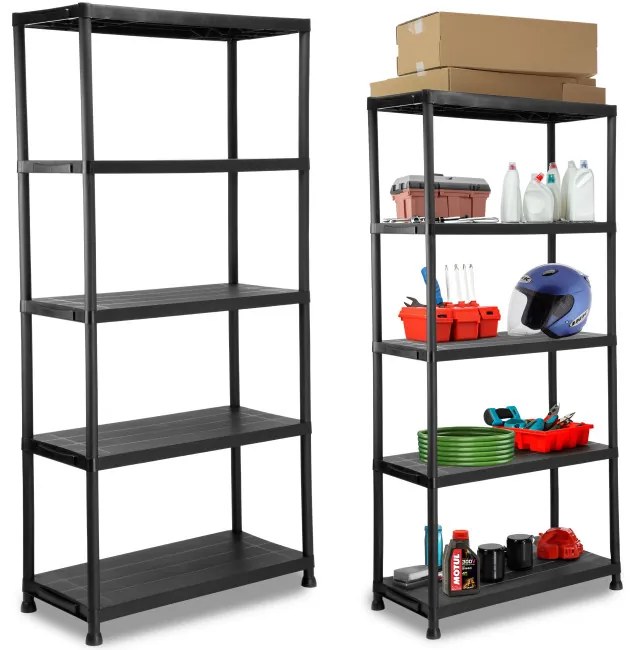 Plastový regál MAXER 180x90x40 cm čierny