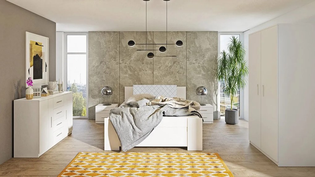 Spálňa Kler XI, Farby: biela / biela + ekokoža Soft Pik 029