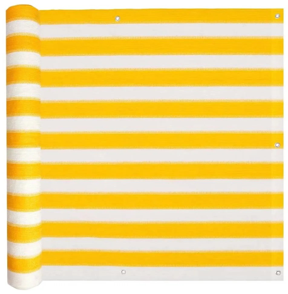 vidaXL Balkónová markíza z HDPE, 90x600 cm, bielo-žltá