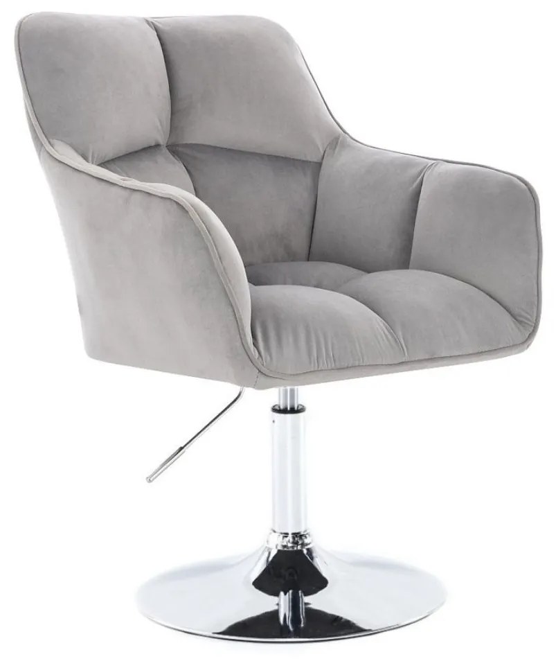 LuxuryForm DESIGN Kreslo AMALFI VELUR na striebornom tanieri - svetlo šedé