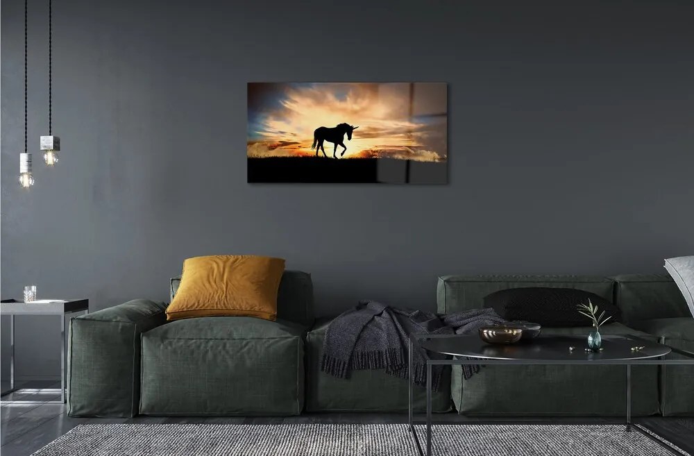 Sklenený obraz Unicorn sunset 100x50 cm