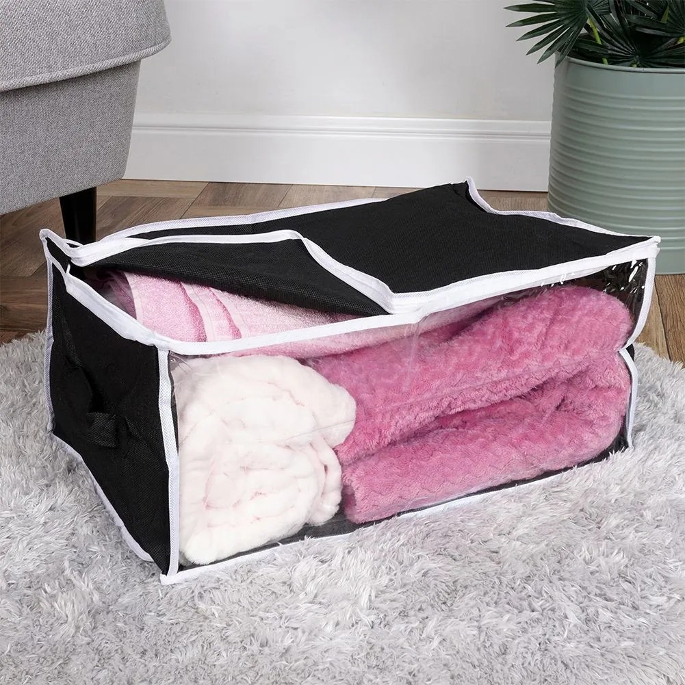 VILDE Textilný úložný box na posteľnú bielizeň, 45 x 30 x 20 cm