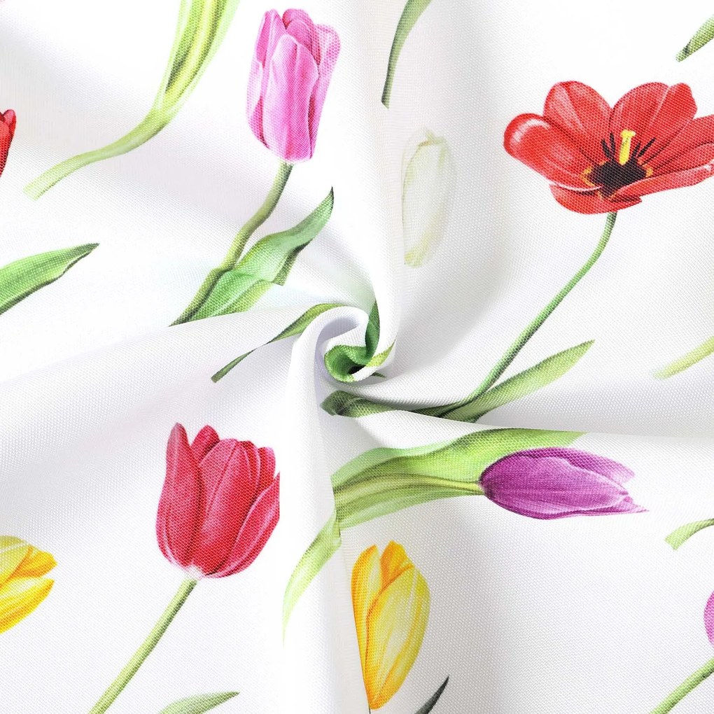 Goldea teflónová látka na obrusy - farebné tulipány 160 cm