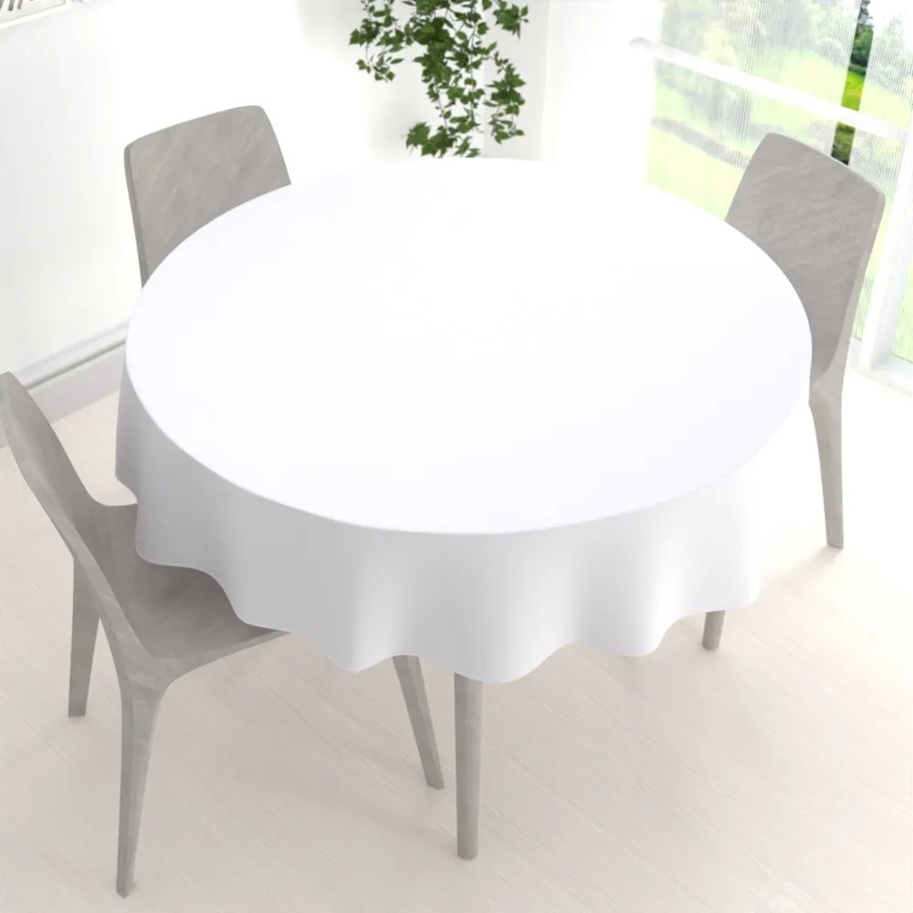 Biante Dekoračný okrúhly obrus Rongo RG-031 Studený biely Ø 130 cm