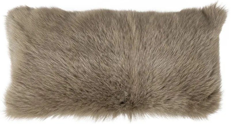 Šedo béžový chlpatý podlhovastý vankúš - 55 * 30 * 10cm
