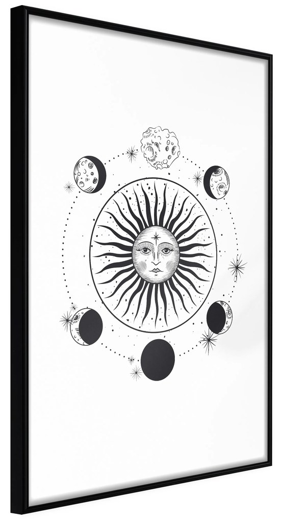 Artgeist Plagát - Moon Phases [Poster] Veľkosť: 30x45, Verzia: Zlatý rám s passe-partout