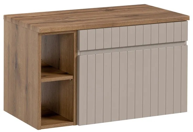 Závesná skrinka pod umývadlo Iconic s doskou 80 cm kašmír/dub coast evoke