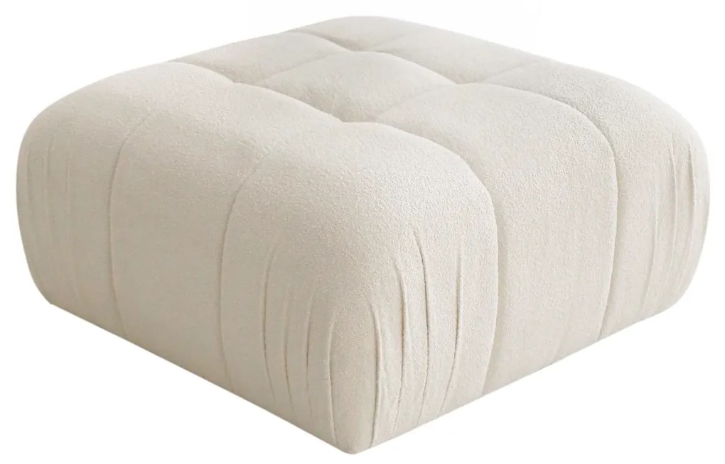 Útulný puf Cubo z teddy látky 89 x 89 cm, biela