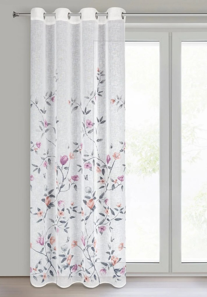 ZÁCLONA NA KRÚŽKOCH ANTEA 140X250 CM KVETY