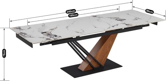 Stôl SANNY 180–240 cm biely/dub