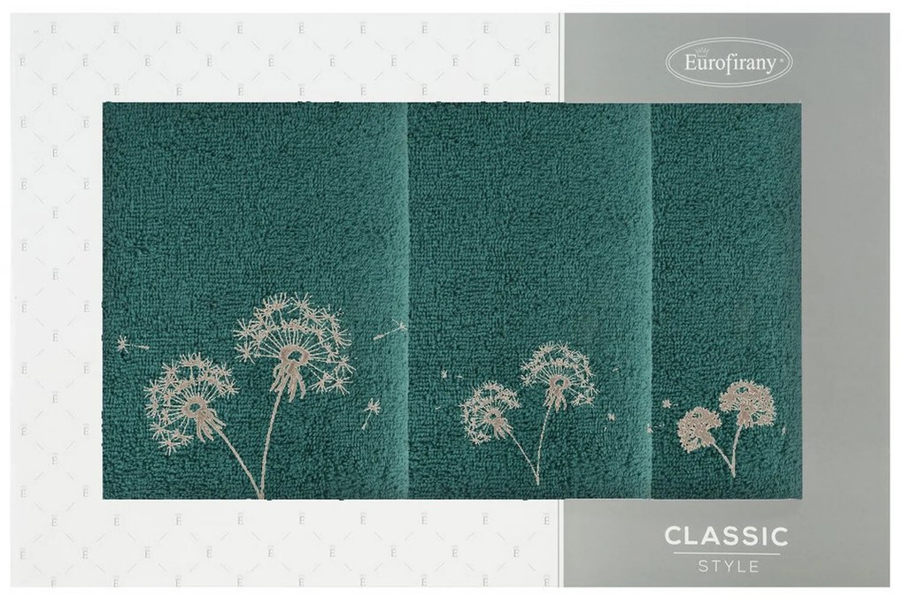 FROTÉ UTERÁK MOLI3 SADA 1KS 30X50 CM, 1KS 50X90 CM, 1KS 70X140 CM TMAVOZELENÁ