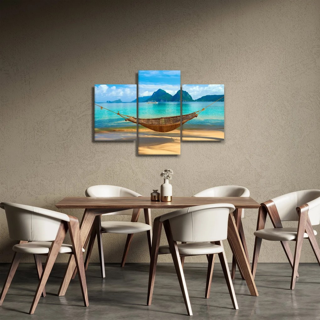 Obrázok hojdacej siete na pláži 3 (90x60 cm)