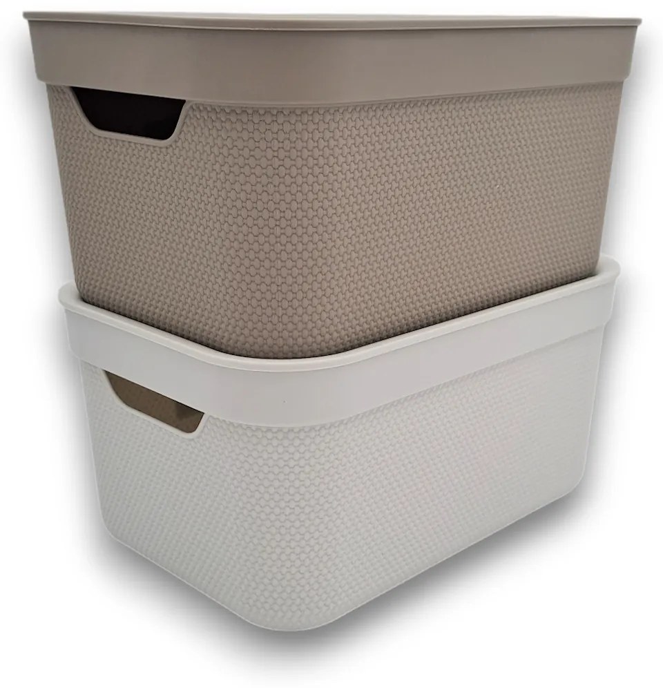 Rotho Úložný dekoratívny box s vekom DECO JIVE 5 l - cappuccino, 26 x 18 x 13