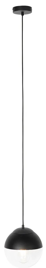 Retro závesné svietidlo čierne s čírym sklom 20 cm - Eclipse