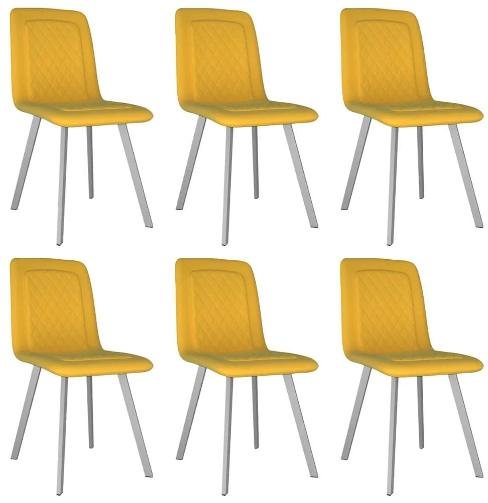 Jedálenské stoličky 6 ks, žlté, zamat