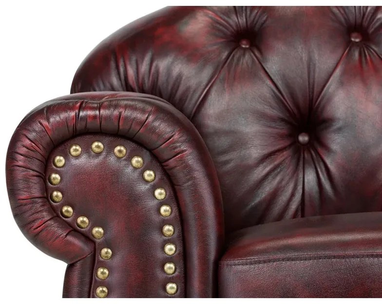 furniture-nabytek.cz - Masívne kreslo Chesterfield Hereford z pravej kože, červené – 112×96×94 cm