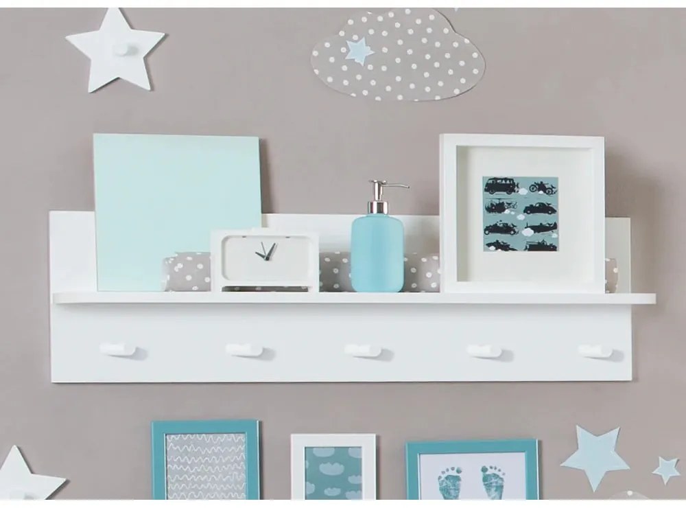 Biely nástenný detský vešiak Dreamworld 3 – Roba