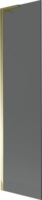 Mexen Next L, 1-krídlová vaňová zástena 50 x 150 cm, 6mm šedé sklo, zlatý lesklý profil, 895-050-000-03-40-50