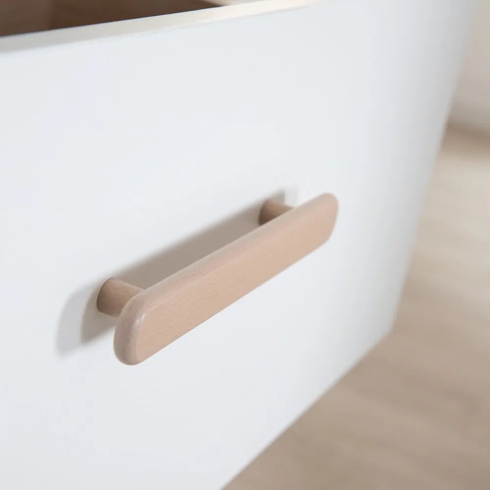 Biela/v prírodnej farbe detská komoda v dekore duba s prebaľovacím pultom 88x98x75 cm Cabane – Roba