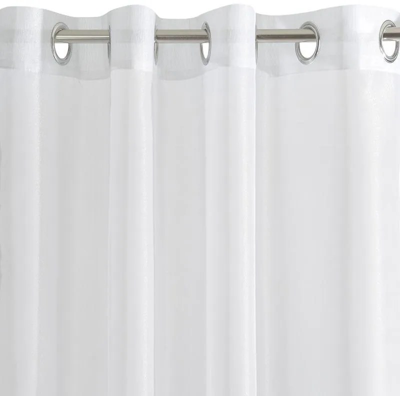 Biela záclona na krúžkoch ESEL vyrobená z hladkej lesklej látky 350x250 cm