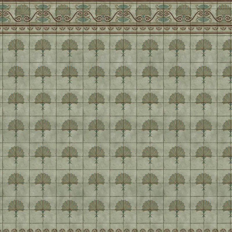 VLADILA  Green Tiles Art Nouveau - tapeta