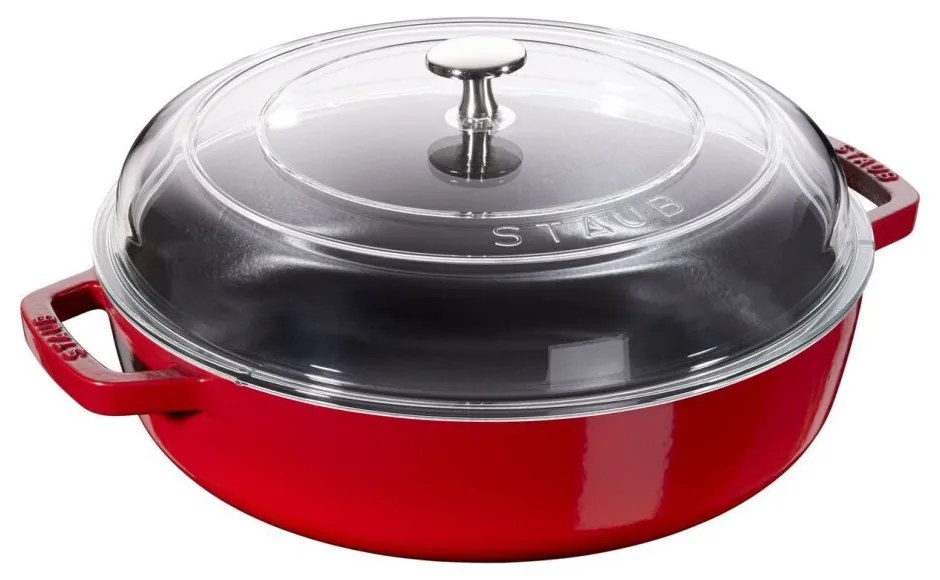 Staub liatinový kastról so sklenenou pokrievkou Braiser 24 cm, čerešňa, 12722406