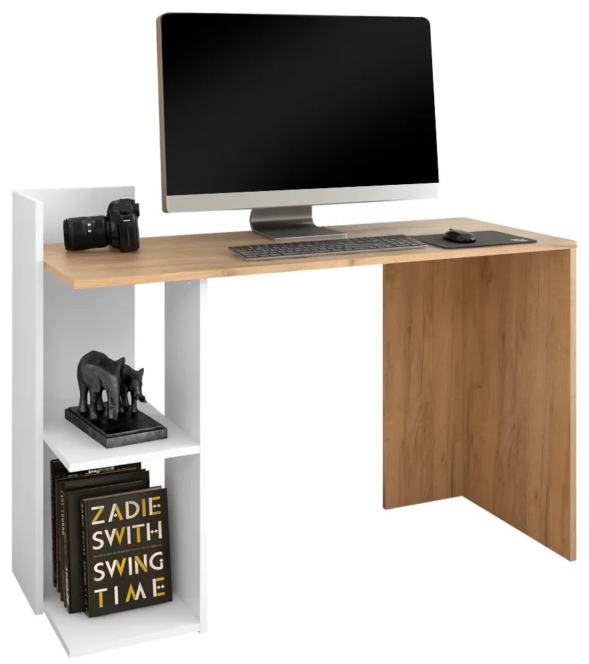 PC stôl, dub artisan/biely, ANDREO NEW
