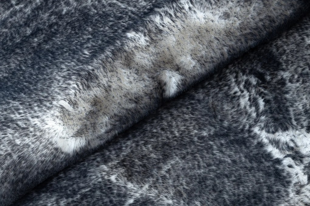 Okrúhly prateľný koberec LAPIN shaggy, čierny/ slonovinová kosť