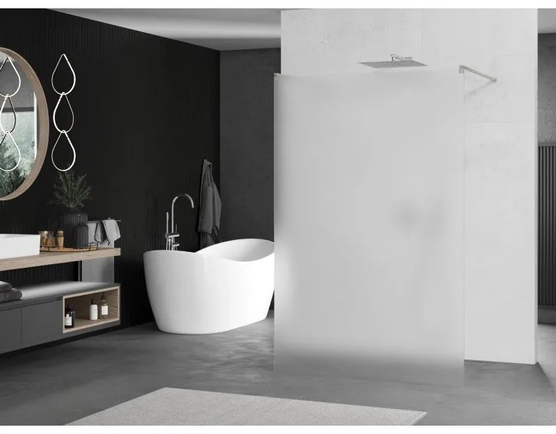 Mexen Kioto, sprchová zástena Walk-In 120 x 200 cm, 8mm sklo námraza, brúsená oceľ profil,  800-120-002-97-30