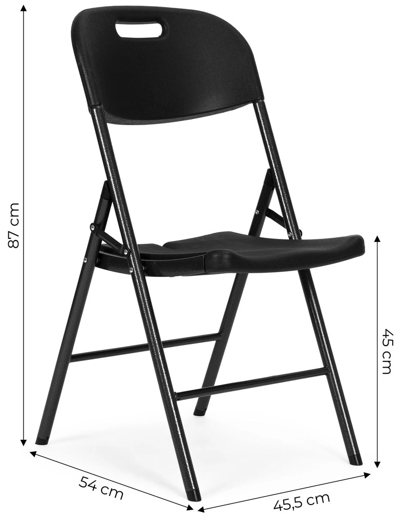 Sada 4 skladacích stoličiek,HDPE čierne ModernHome