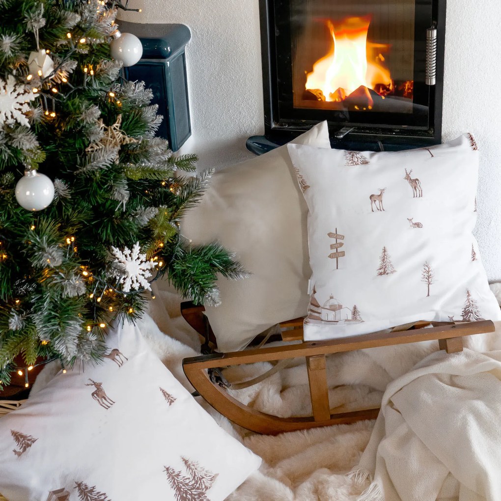 Goldea vianočná bavlnená obliečka na vankúš - beskydy 40 x 40 cm