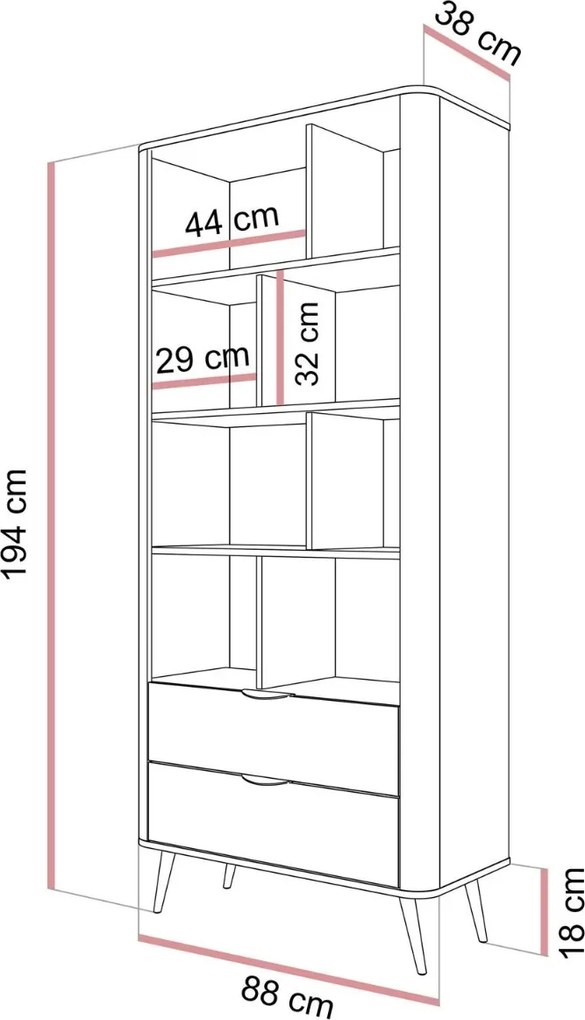 REGÁL / KNIŽNICA VALMONT DUB DUNIN 88 cm