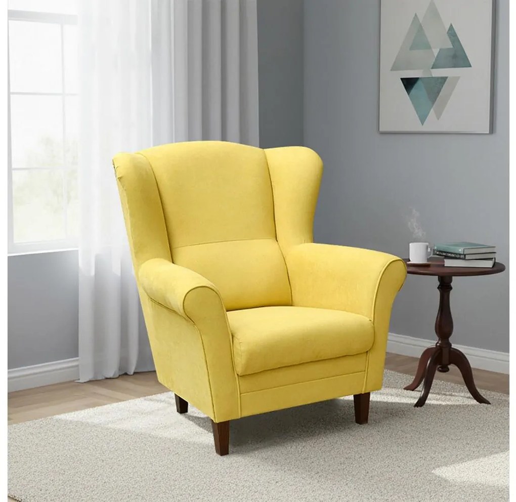 Ušiakové kreslo GALA žlté