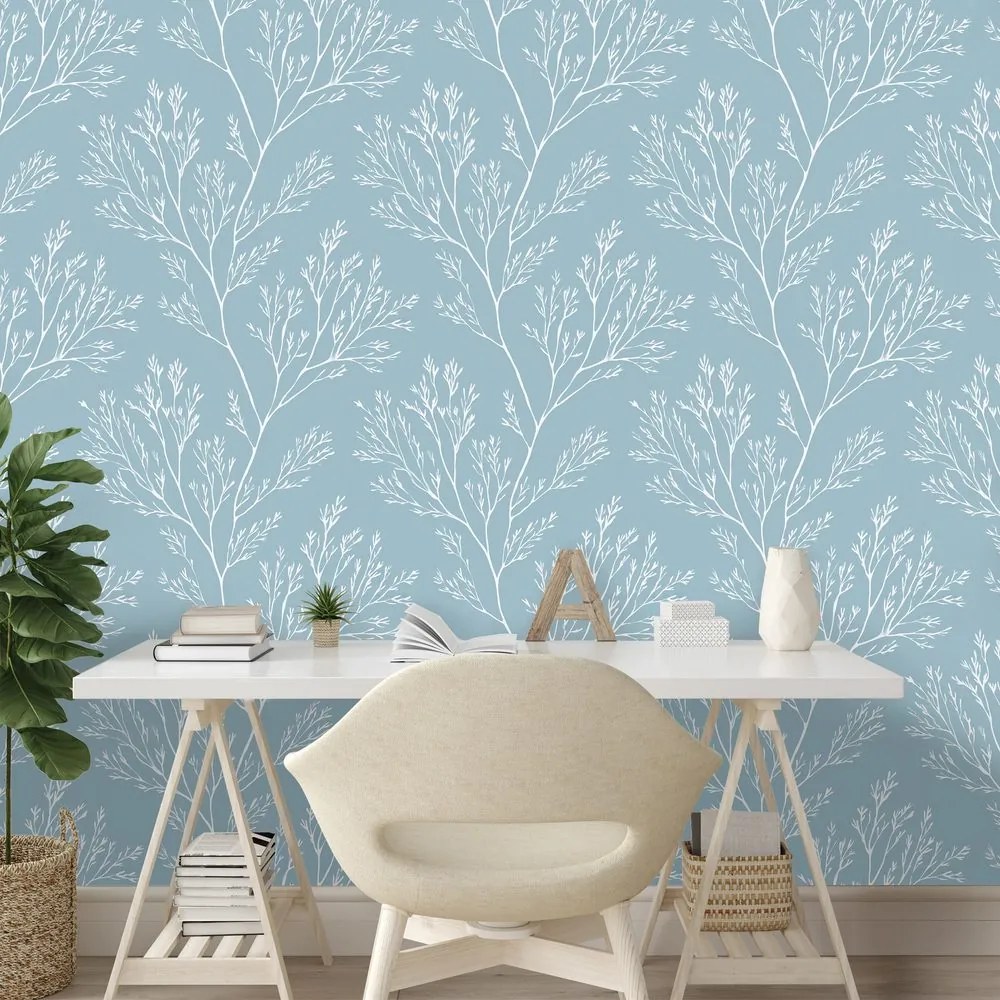 Fototapeta biele vetvičky na modrom pozadí